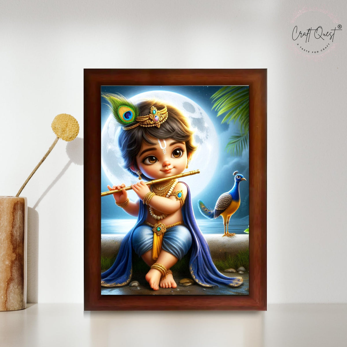 CRAFT QUEST Bal Gopal Painting | Mohan Murari Kanha Ji Poster | Walls Home Bedroom Living Room Decoration Gift.