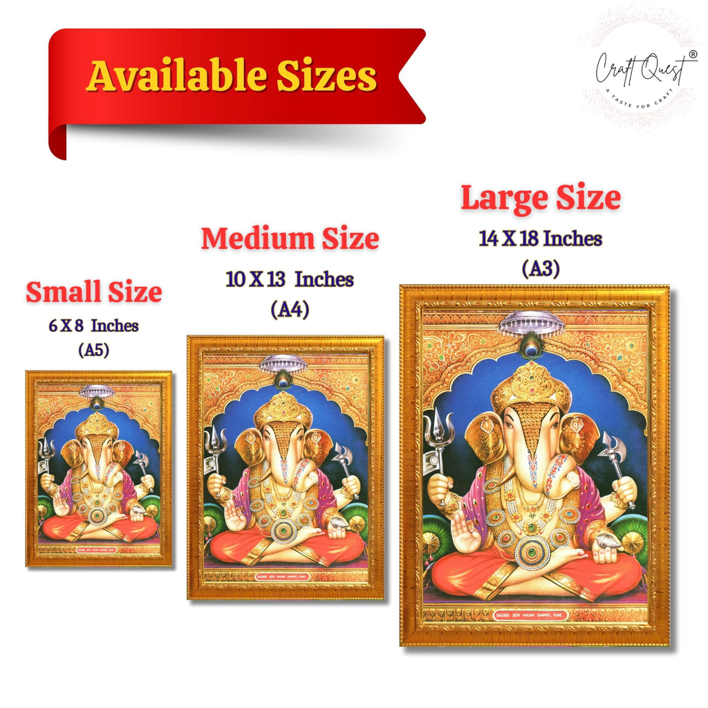 CRAFT QUEST Lord Ganesh ji Modern Wall Painting With Frame For Home pooja, and Office Decor,