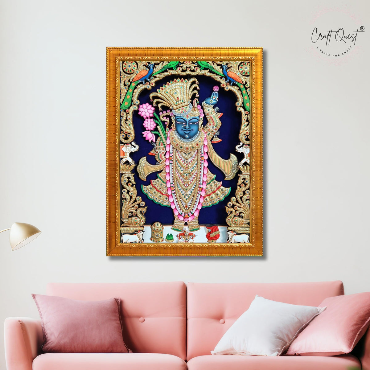 CRAFT QUEST Shreenath ji shree nathaji bhagvan Photo Frame for Wall Hanging/Gift/Temple/puja Room/Home Decor Frame with Unbreakable Acrylic Glass