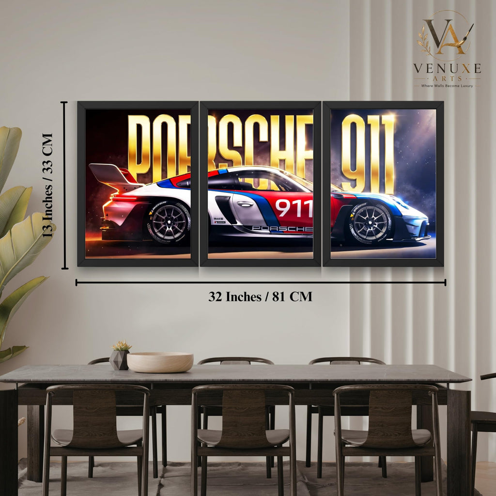 VENUXE ARTS Set Of 3 Big Sports Cars Framed Posters Gift Items for Boys Room Wall Decoration Bedroom Living Room Office Studio Décor | Car Poster Frame for Wall Décor