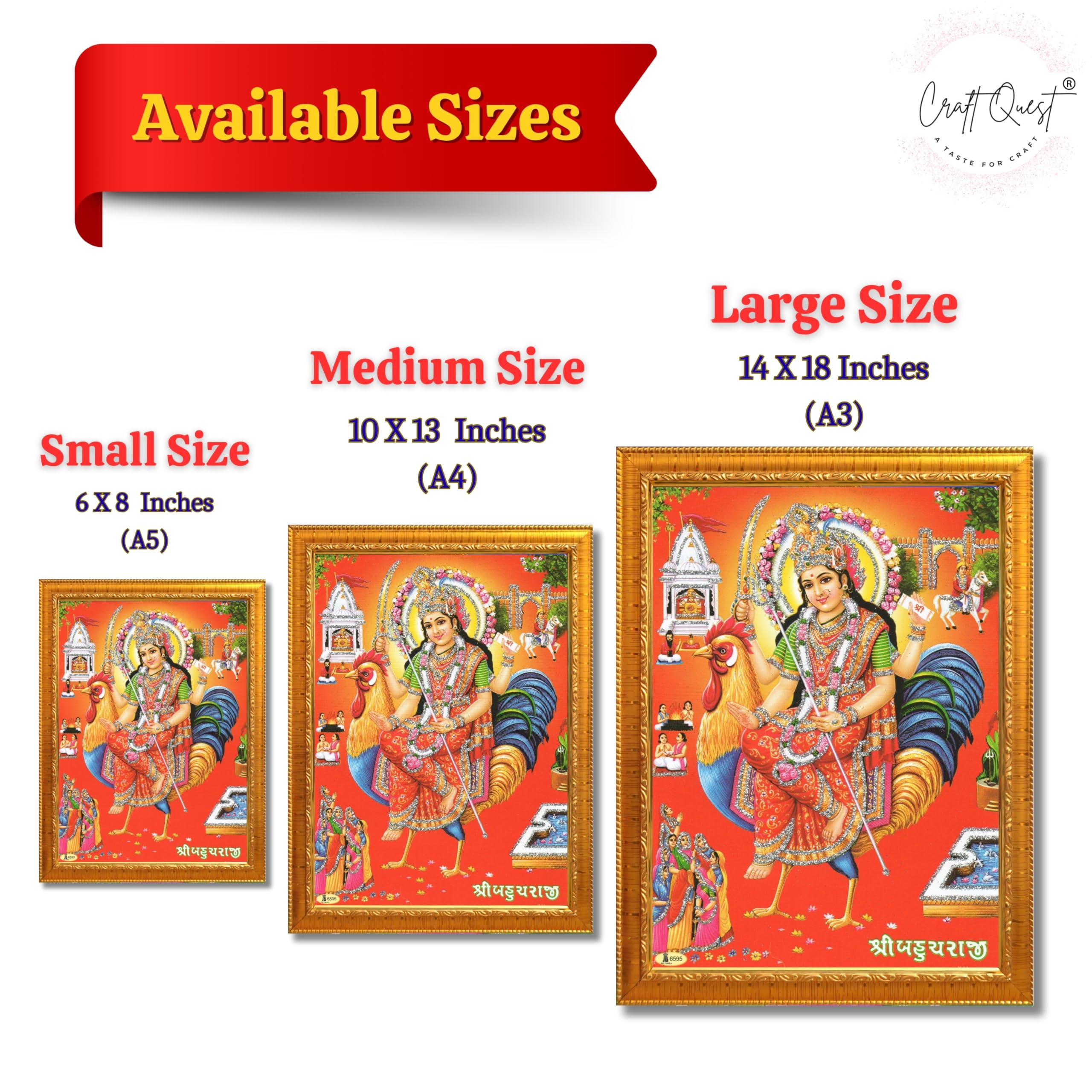 CRAFT QUEST Bahuchar Maa Mata Bahuchara Bahucharaji Wall Painting Framed Home Décor