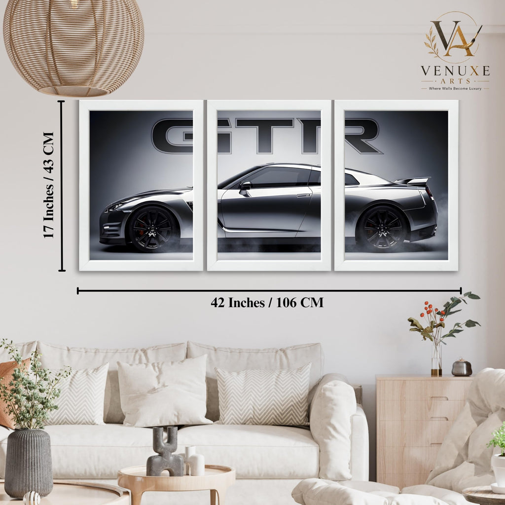 VENUXE ARTS Set Of 3 Big Sports Cars Framed Posters Gift Items for Boys Room Wall Decoration Bedroom, Living Room, Office, Studio Décor | Car Poster Frame for Wall Décor