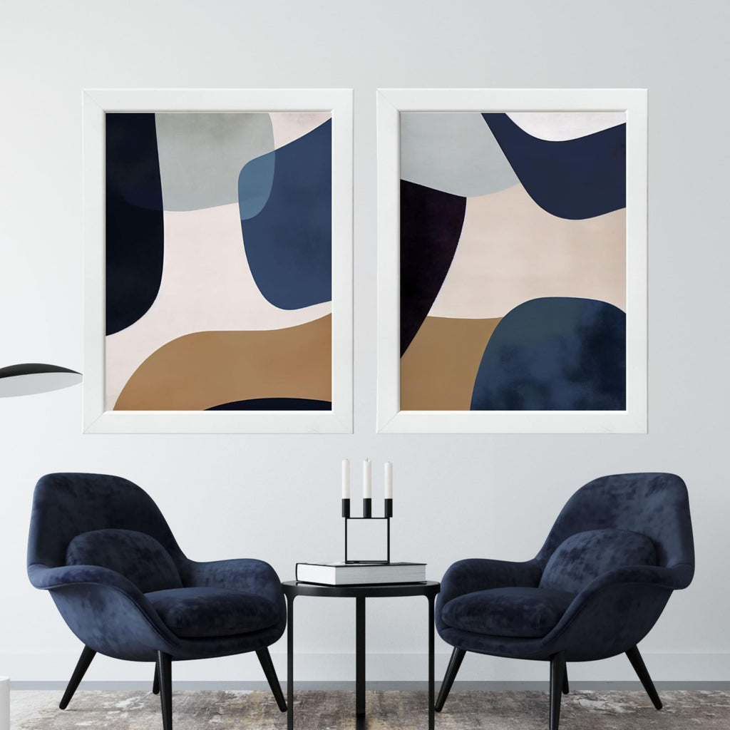 CRAFT QUEST Wall Art Decor Paintings | Set of 2 Abstract Wall Art Frames for Home Decoration | Perfect for Living Room, Bedroom & Office