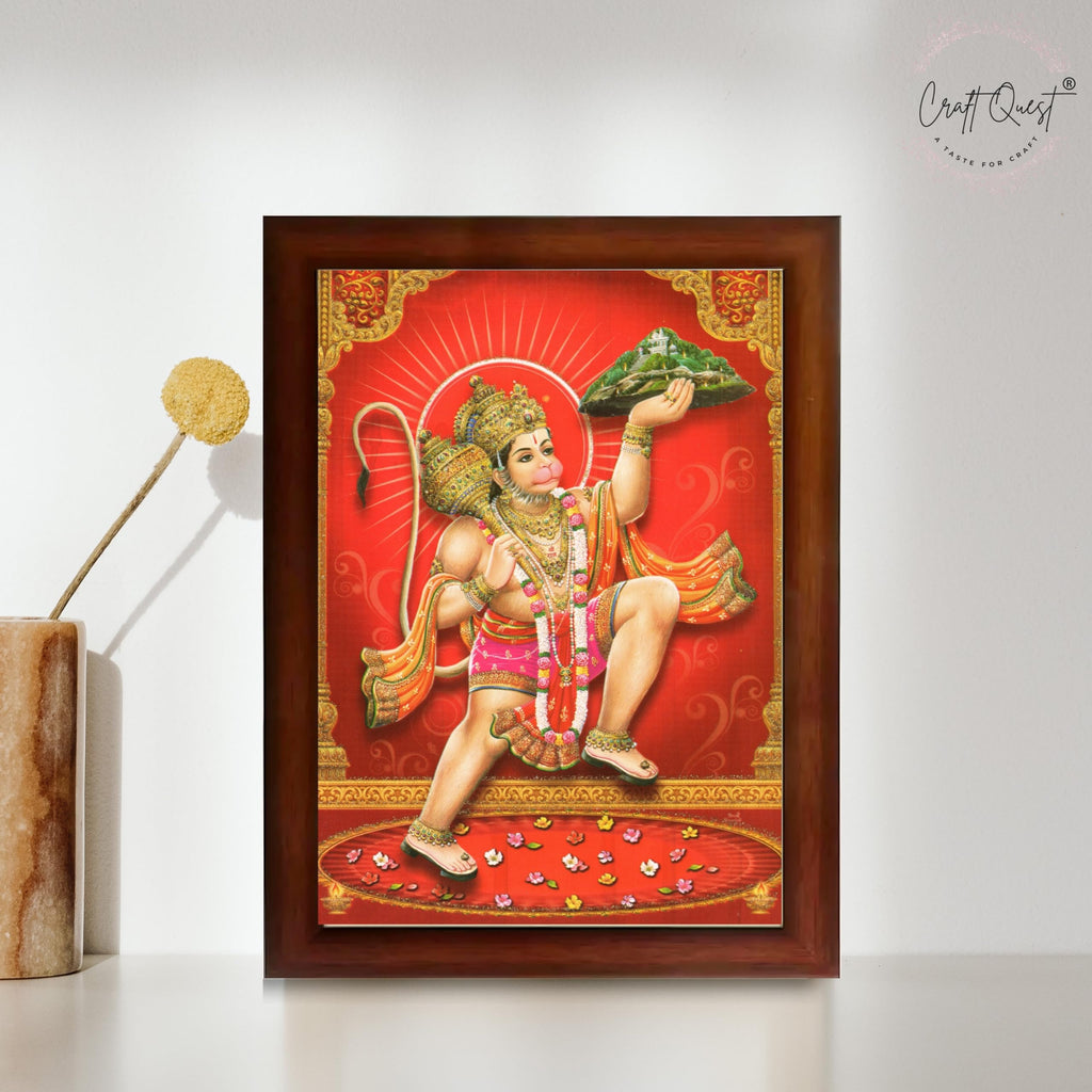 CRAFT QUEST Hanuman JI | Bajrangbali Religious Photo frame Decorative Item Synthetic frame
