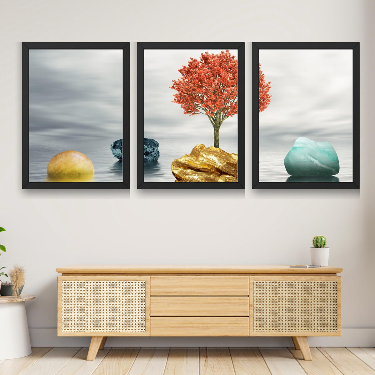 CRAFT QUEST Abstract Three Figure Modern Art | Set of 3 Frames for Home Decoration | Ideal for Living Room, Bedroom & Offices