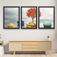 CRAFT QUEST Abstract Three Figure Modern Art | Set of 3 Frames for Home Decoration | Ideal for Living Room, Bedroom & Offices
