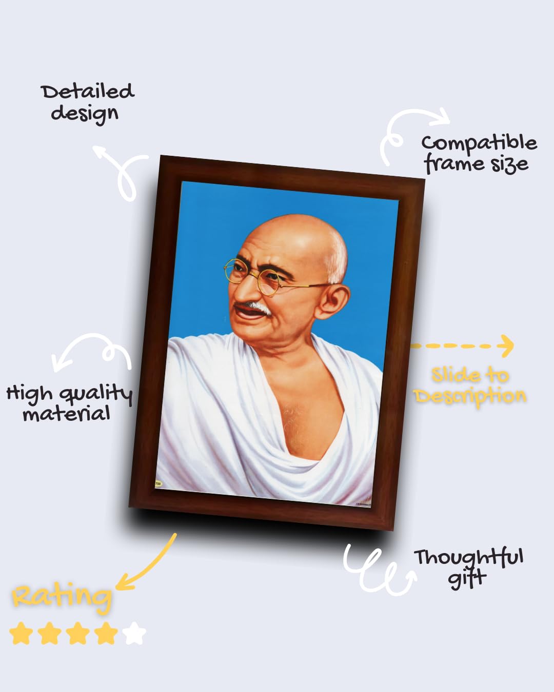 CRAFT QUEST Great Freedom fighter | Mahatma Gandhi Photo Frame with Acrylic glass (10 X 13 Inches, Black)