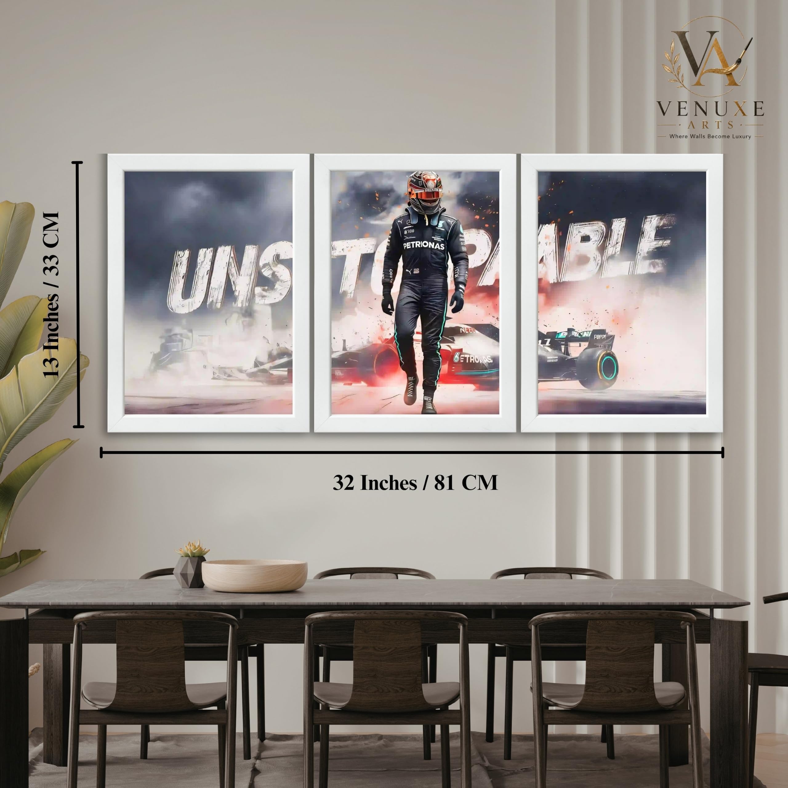VENUXE ARTS Set Of 3 Big Sports Cars Framed Posters Gift Items for Boys Room Wall Decoration Bedroom Living Room Office Studio Décor | Car Poster Frame for Wall Décor