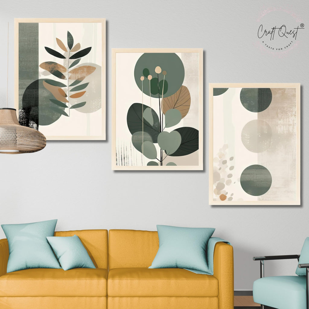 CRAFT QUEST Three Pieces Artwork | Set of 3 Frames for Home Decoration | Ideal for Living Room, Bedroom & Offices