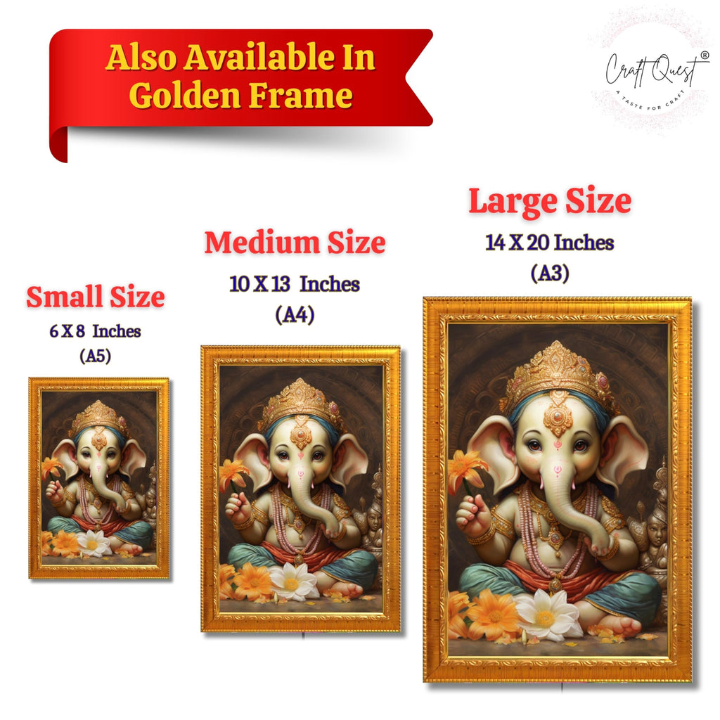 CRAFT QUEST Lord Ganesha Ganpati ji Abstract Modern Wall Painting With Frame For Home and Office Décor