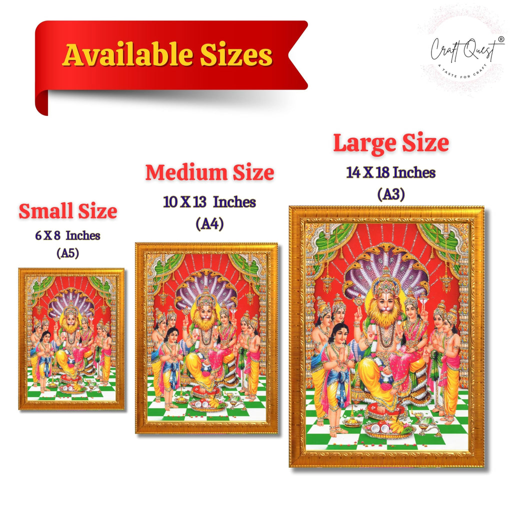 CRAFT QUEST Narasimha Swamy Lakshmi Narsingh Bhagwan Photo Framed | Acrylic Glass, Lightweight | Ideal for Home, Office, Temple & Puja Room, Wall Decor