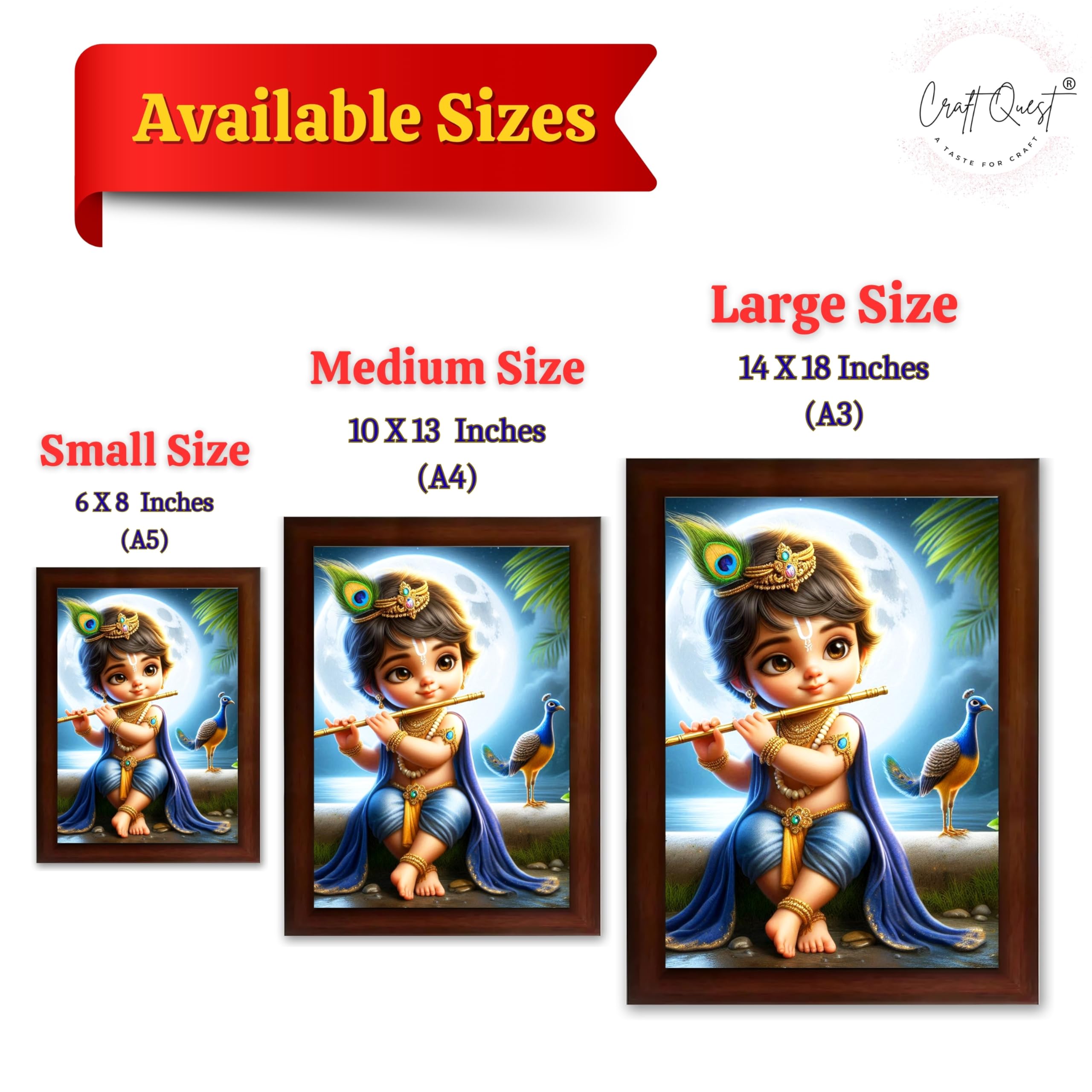 CRAFT QUEST Bal Gopal Painting | Mohan Murari Kanha Ji Poster | Walls Home Bedroom Living Room Decoration Gift.