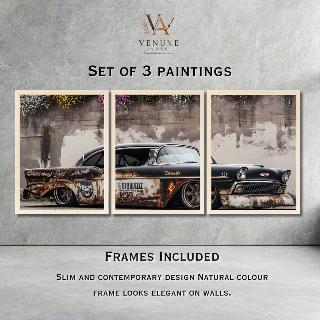 VENUXE ARTS Set Of 3 Big Sports Cars Framed Posters Gift Items for Boys Room Wall Decoration Bedroom Living Room Office Studio Décor | Car Poster Frame for Wall Décor