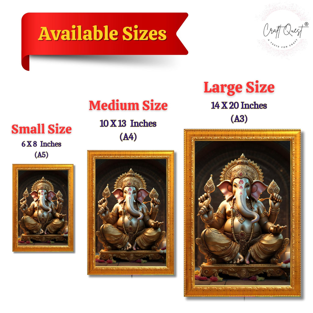CRAFT QUEST Lord Ganpati Ganapathi Hanging Wall Painting Framed Home Decor GA-258