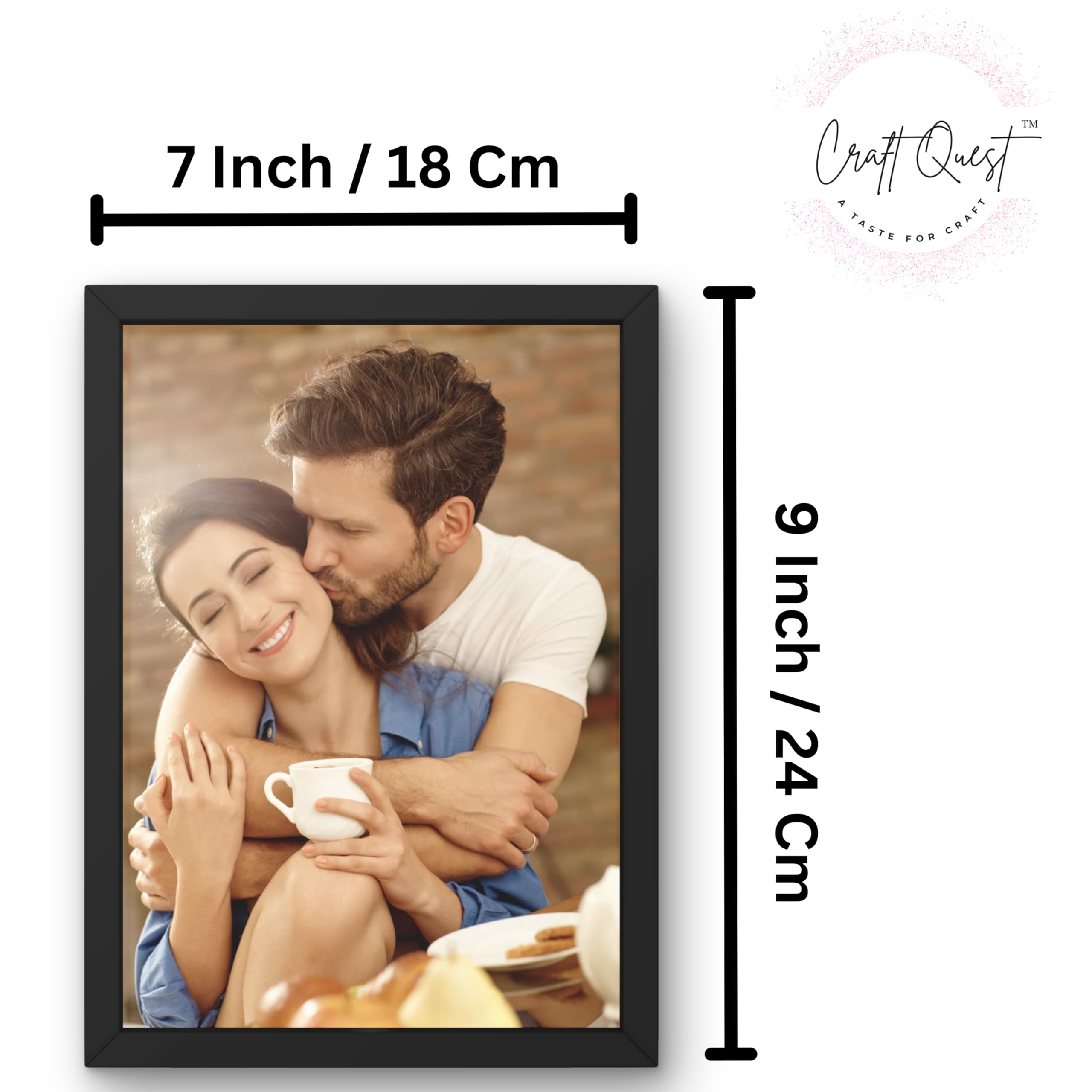 CRAFT QUEST Personalized Photo Frames With Acrylic sheet | Customized Photo Frame For Wall Decoration, Valentines day, Marriage, Birthday, Anniversary Gift Photo Frame With Your Own Picture Black