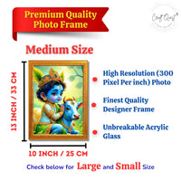 CRAFT QUEST Baby Krishna Photo Frame | Shri Bal Gopal Painting for Pregnant Women | Kanha Ji Poster | Laddu Lord Makhan Chor | Walls Home Bedroom Living Room Decoration Gift.
