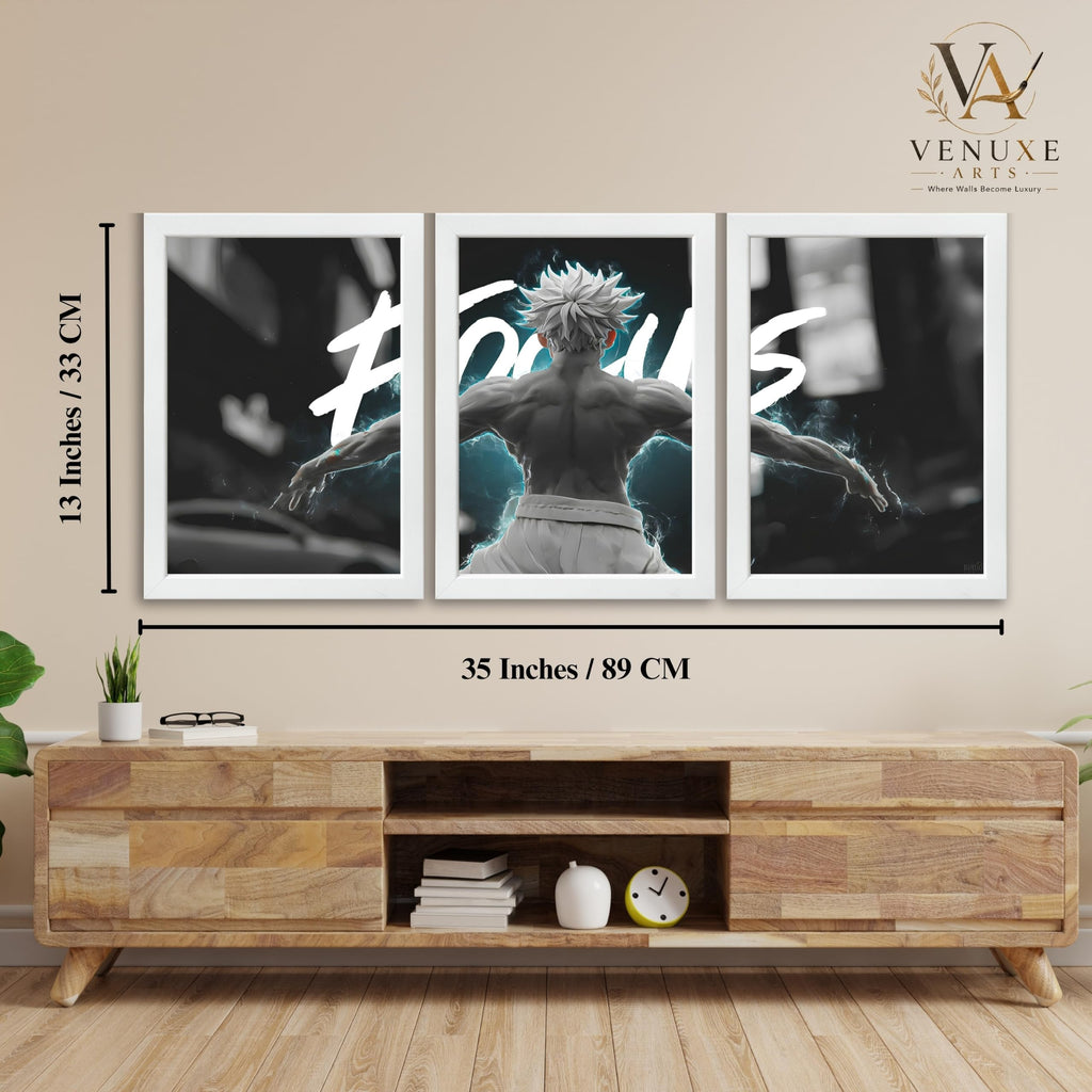 VENUXE ARTS Set Of 3 Anime Characters Wall Framed |Anime Characters Framed Poster for Living Room Bedroom Gaming Room Studio Wall Decor