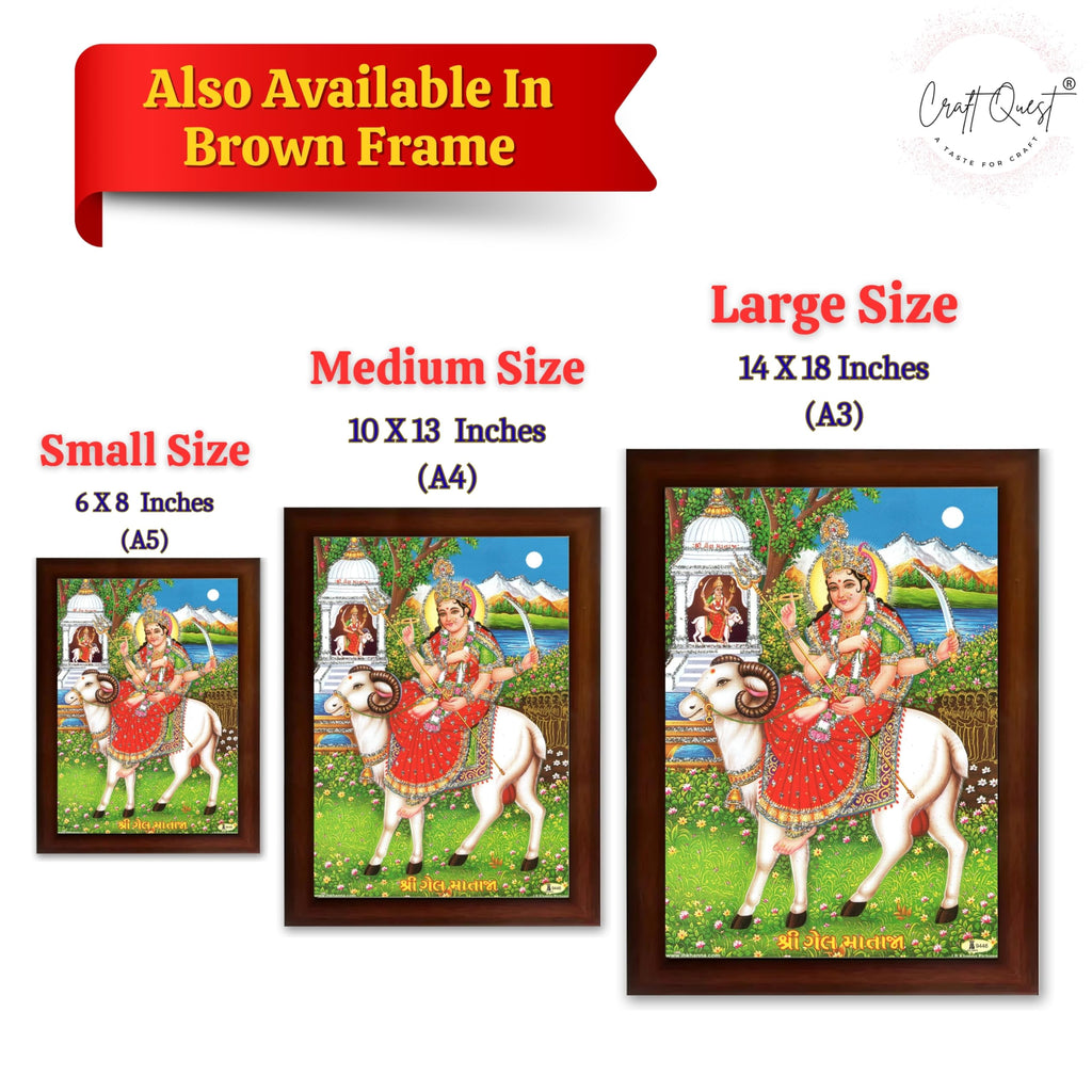 CRAFT QUEST Gel Mata Ji Geldi Maa Devi Mataji Ma Wall Painting For Home Decor wooden framed