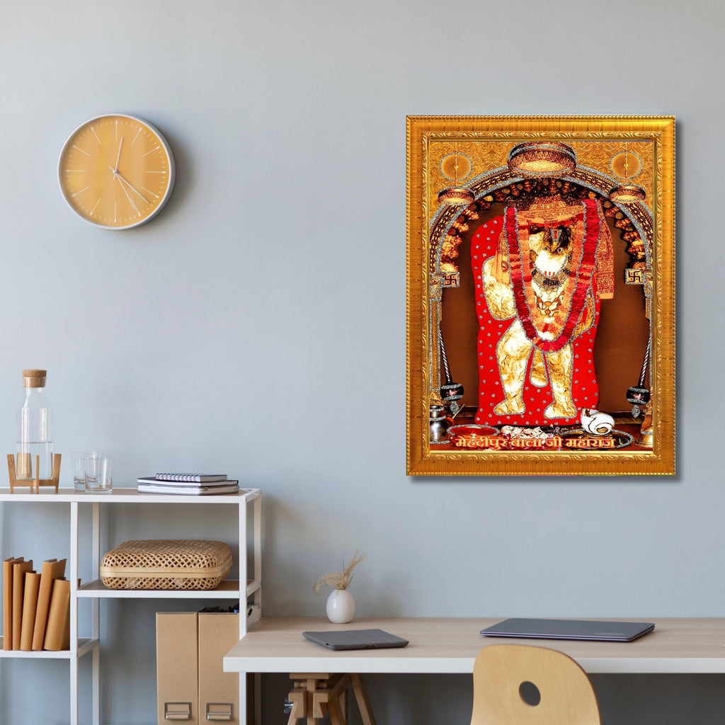 CRAFT QUEST Mehndipur balaji Hanuman | Bajrangbali Religious Photo with frame for Home Decorative Item