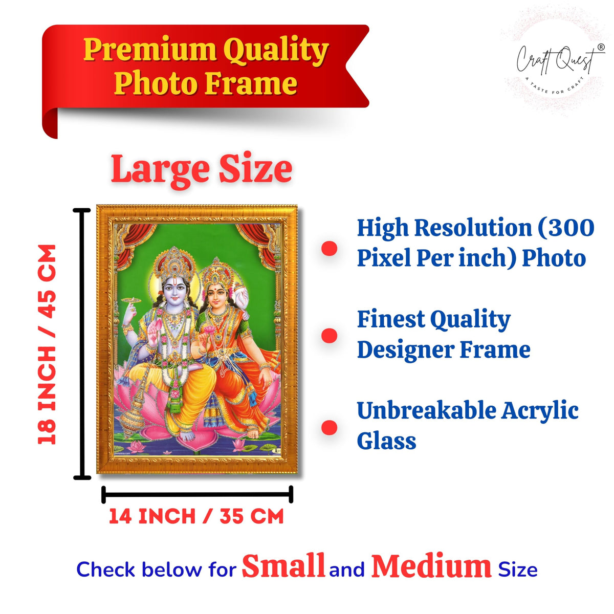CRAFT QUEST Lord Vishnu and Goddess Lakshmi Giving Blessing on Shesh naag, Glitter Painting