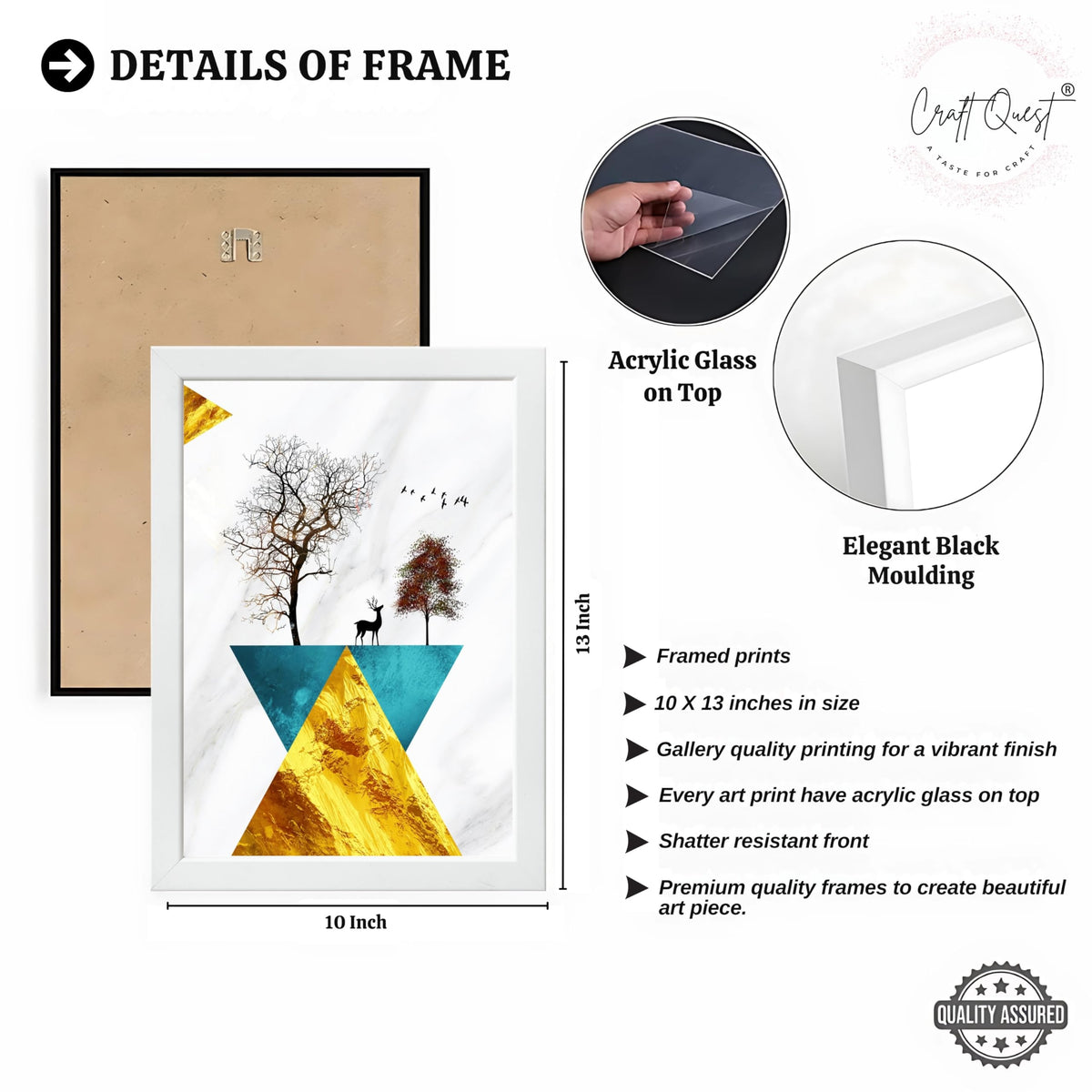 CRAFT QUEST Abstract Modern Art Wall Frame | Set of 3 Frames for Home Decoration | Ideal for Living Room, Bedroom & Offices