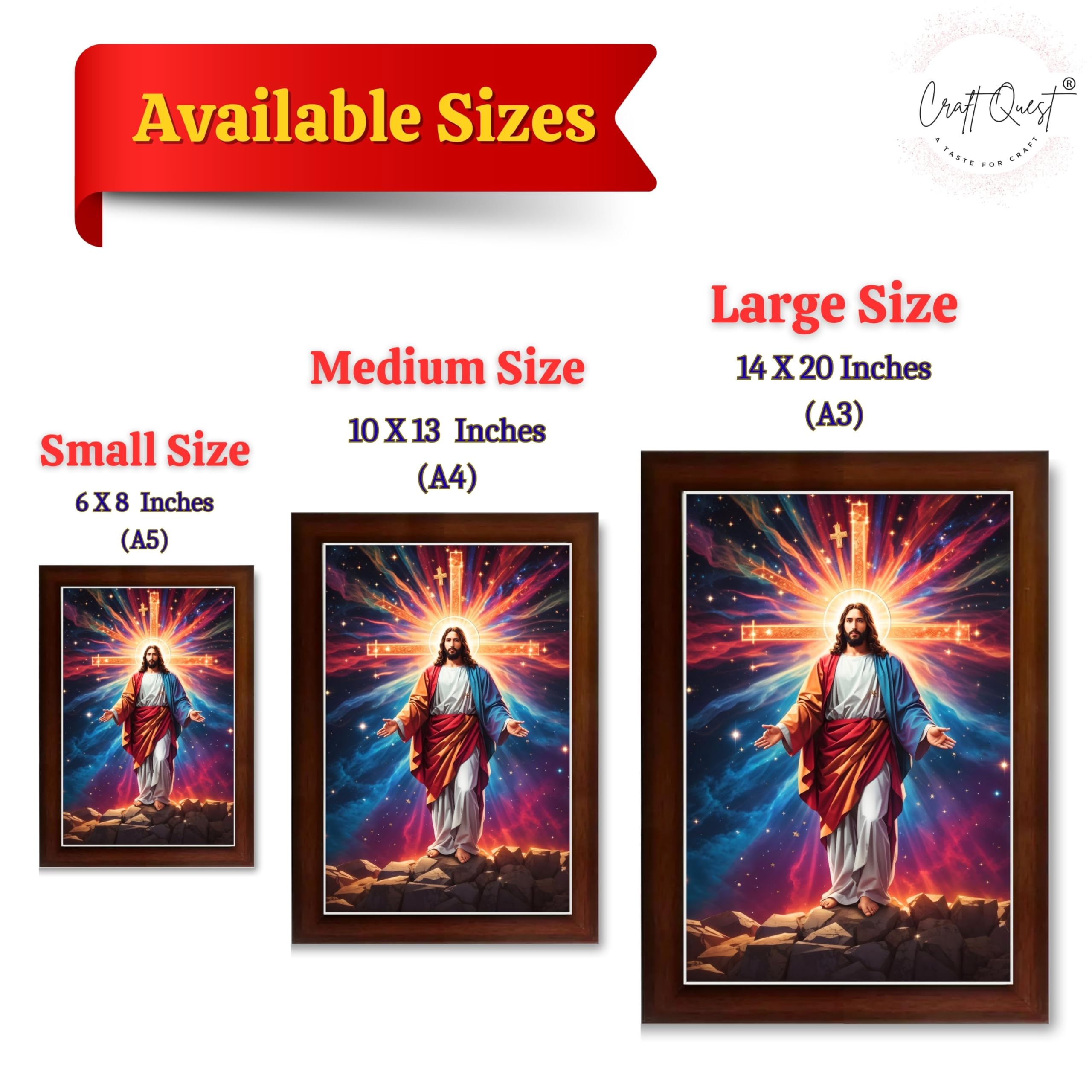 CRAFT QUEST Jesus Christ Photo Frame Jesus Wall Painting Spiritual Christian Wall Décor Item for Room and Prayer
