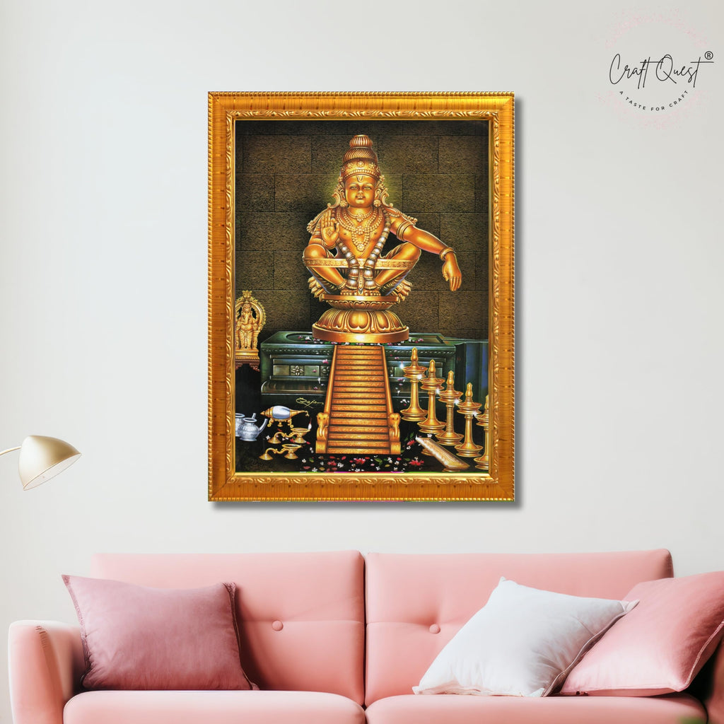 CRAFT QUEST Lord Ayyappa Swamy Ayyappan Iyyappan Photo Frame For Wall Painting,Temple, Pooja, Home Décor Items