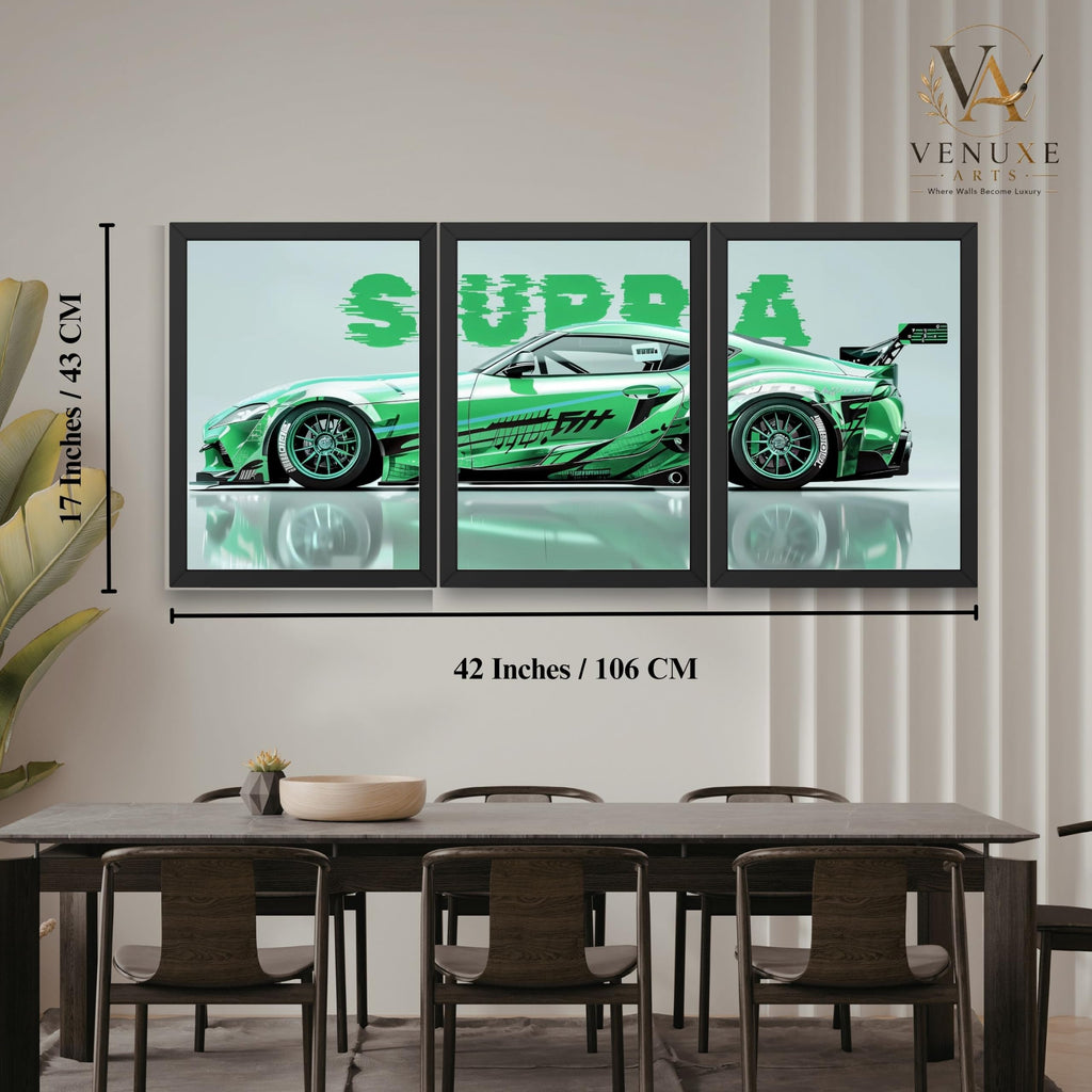 VENUXE ARTS Set Of 3 Big Sports Cars Framed Posters Gift Items for Boys Room Wall Decoration Bedroom Living Room Office Studio Décor | Car Poster Frame for Wall Décor