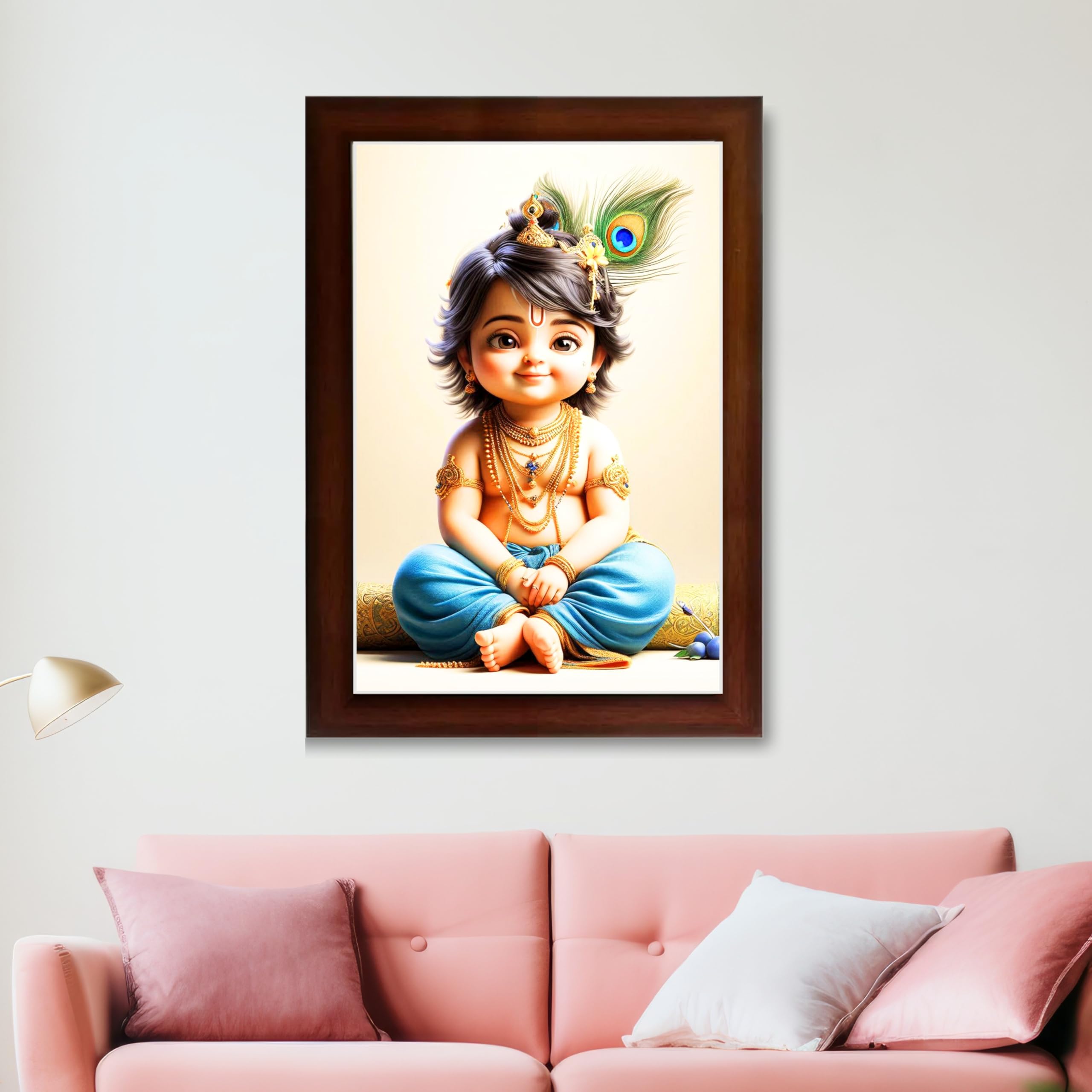 CRAFT QUEST Bal Gopal Painting | Krishna Photo Frames for Walls, Home, Bedroom, Living Room and Home Decor Item