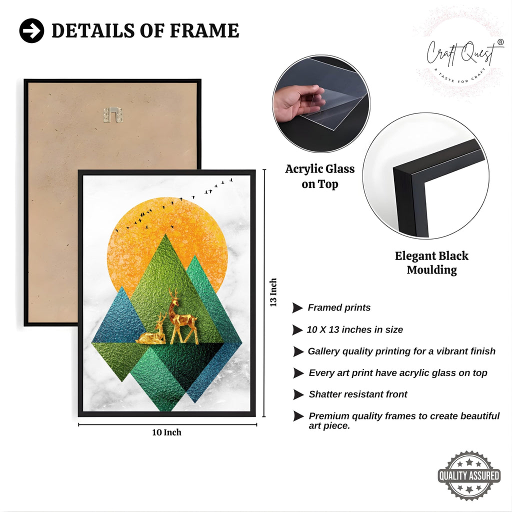 CRAFT QUEST Modern Art Abstract Wall Art | Set of 3 Frames for Home Decoration | Ideal for Living Room, Bedroom & Offices