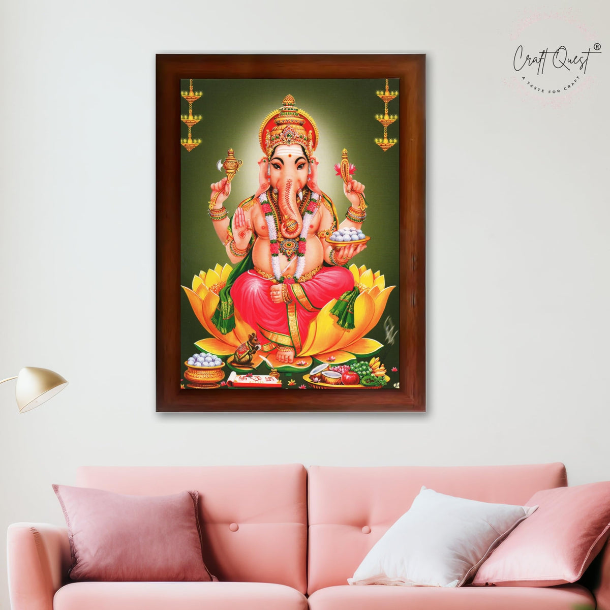 CRAFT QUEST Lord Ganesha Abstract Modern Wall Painting With Frame For Home and Office Decor