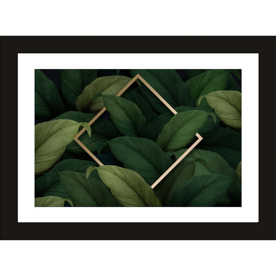 CRAFT QUEST Abstract Digital Urban Flora Modern Art Painting Poster Frame for Home & Office Wall Decoration - Portrait, Wall Display (Black, 14x10 Inch Frame with Art Print) (Tropical Reverie)