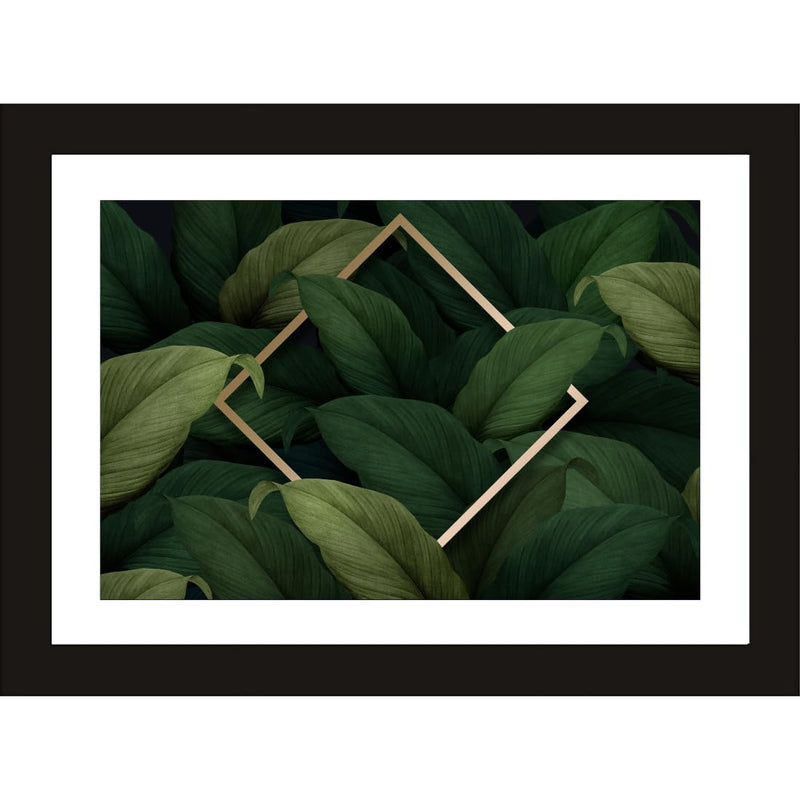 CRAFT QUEST Abstract Digital Urban Flora Modern Art Painting Poster Frame for Home & Office Wall Decoration - Portrait, Wall Display (Black, 14x10 Inch Frame with Art Print) (Tropical Reverie)