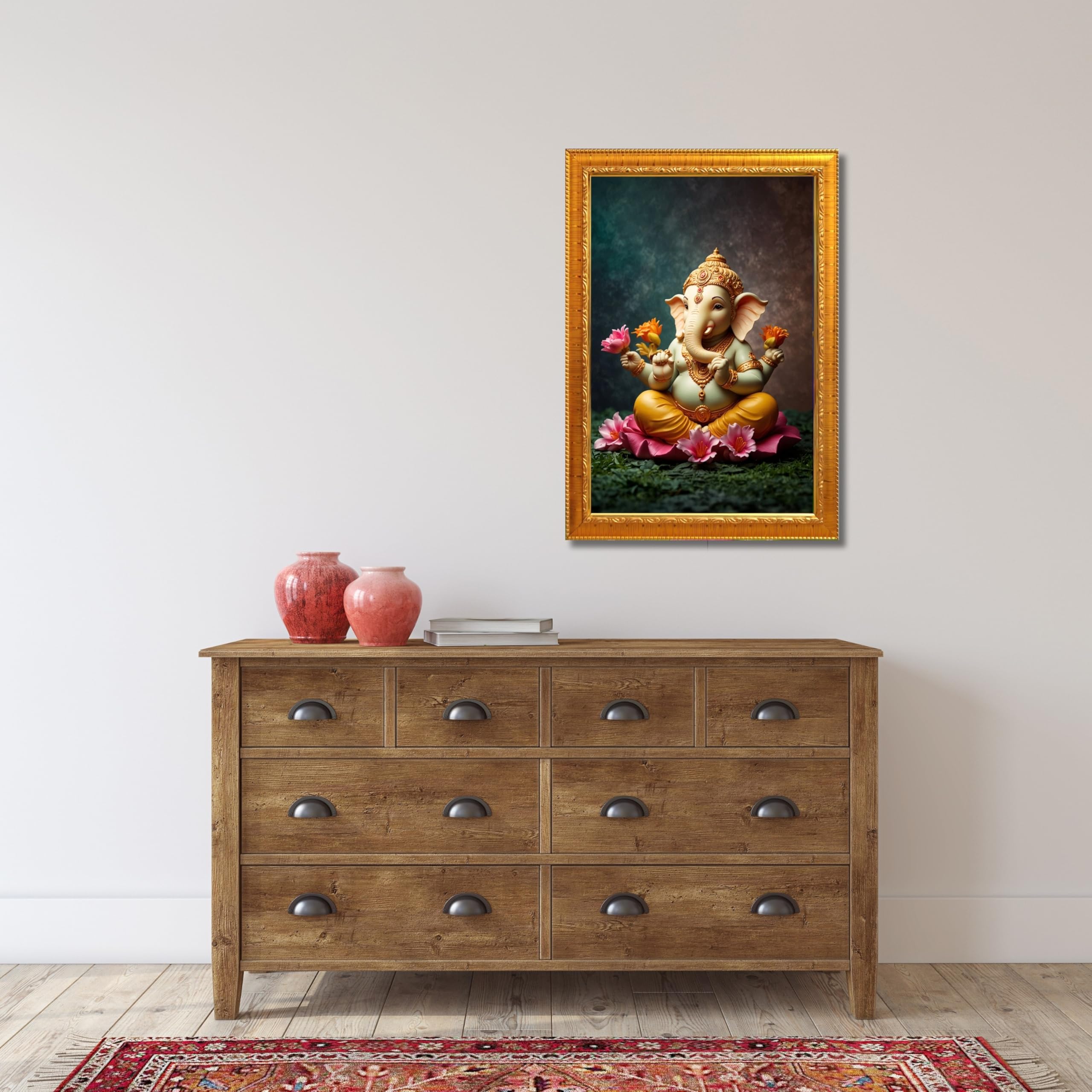 CRAFT QUEST Lord Ganpati ji Wall Hanging Frame for Living Room, Pooja Room Décor GA-215