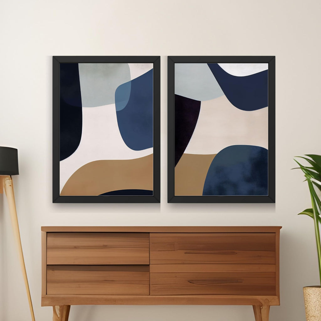 CRAFT QUEST Wall Art Decor Paintings | Set of 2 Abstract Wall Art Frames for Home Decoration | Perfect for Living Room, Bedroom & Office