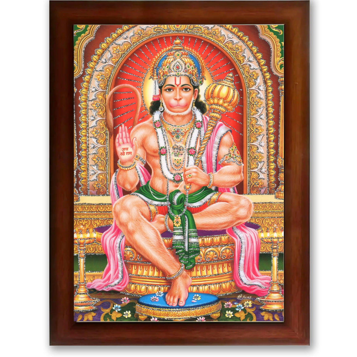 CRAFT QUEST Hanuman JI | Bajrangbali Religious Photo frame Decorative Item Synthetic frame