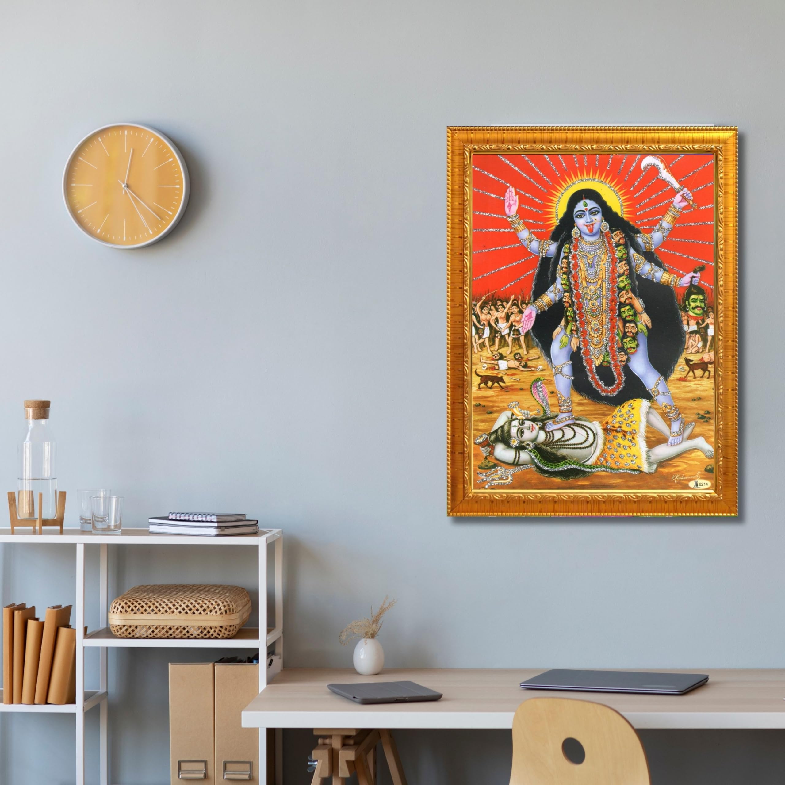 CRAFT QUEST Kali Mata photo with frame, God Religious Framed With Acrylic Glass
