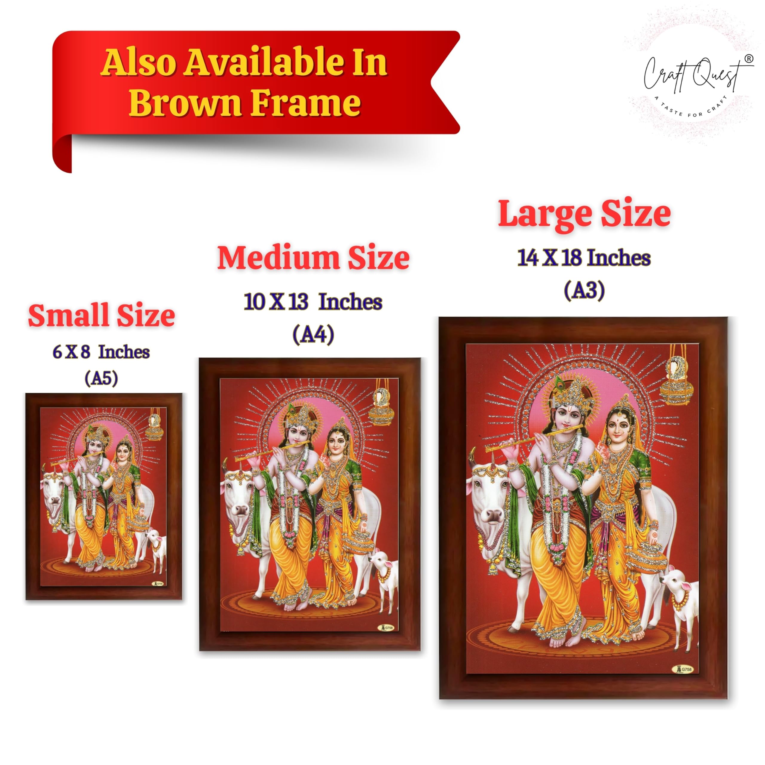 CRAFT QUEST Radha Krishna Photo Frame Wall Painting Framed Home Décor