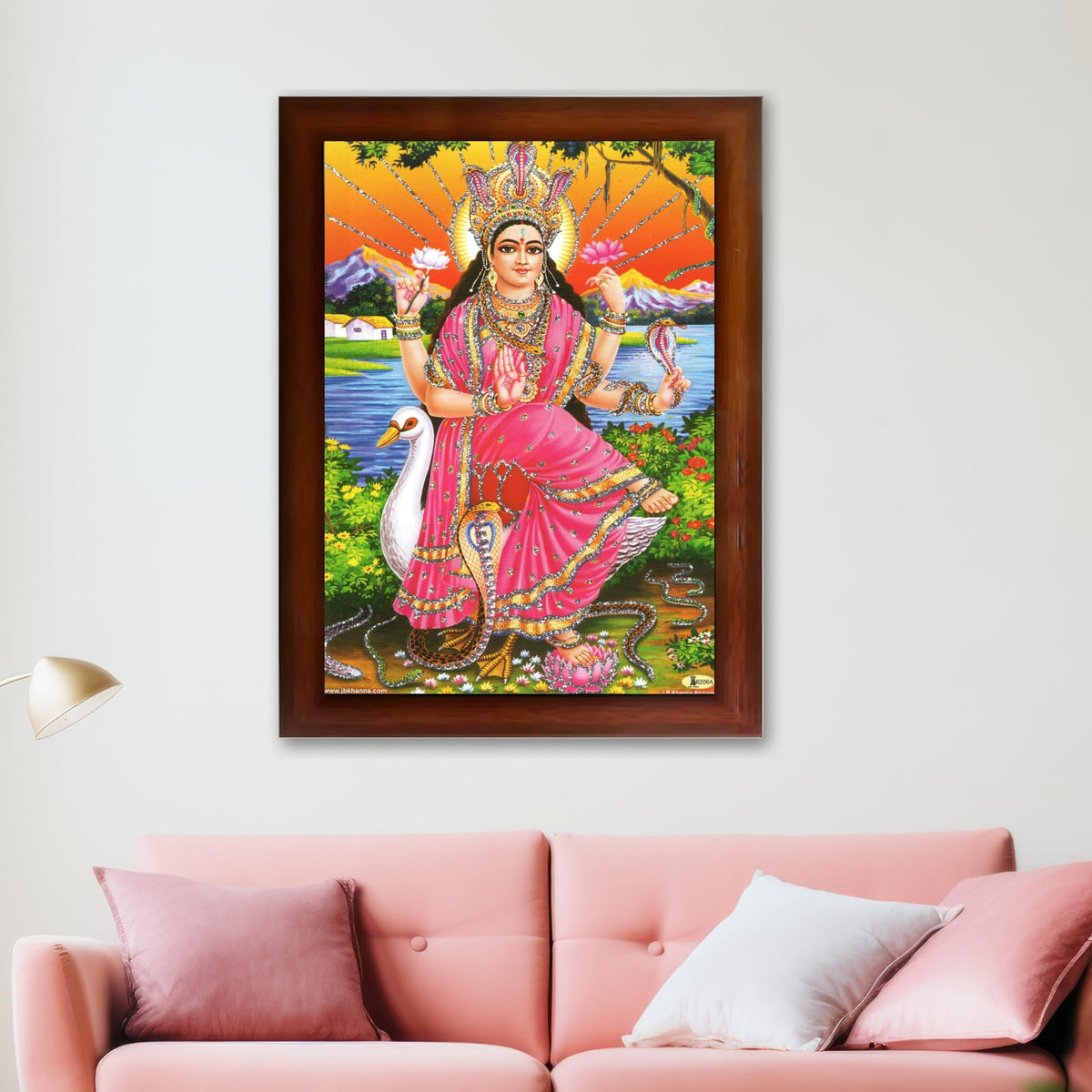 CRAFT QUEST Maa Mansa/Maa Mansani/Maa Nag Devi Photo Frame Wall Painting Home Decor wooden framed