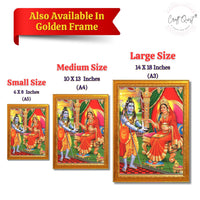 CRAFT QUEST Shiva & Maa Annapurna devi sitting on throne photo frame with with Acrylic glass, for Kitchen Worship