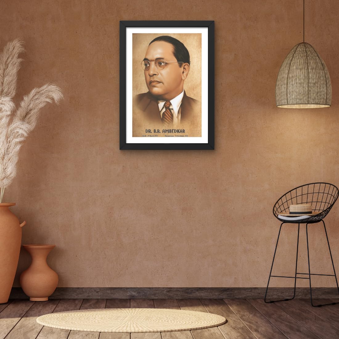 CRAFT QUEST UV Textured Decorative Art Print of Indian Freedom Fighter Dr. B. R. Ambedkar with Wooden Synthetic Frame Painting