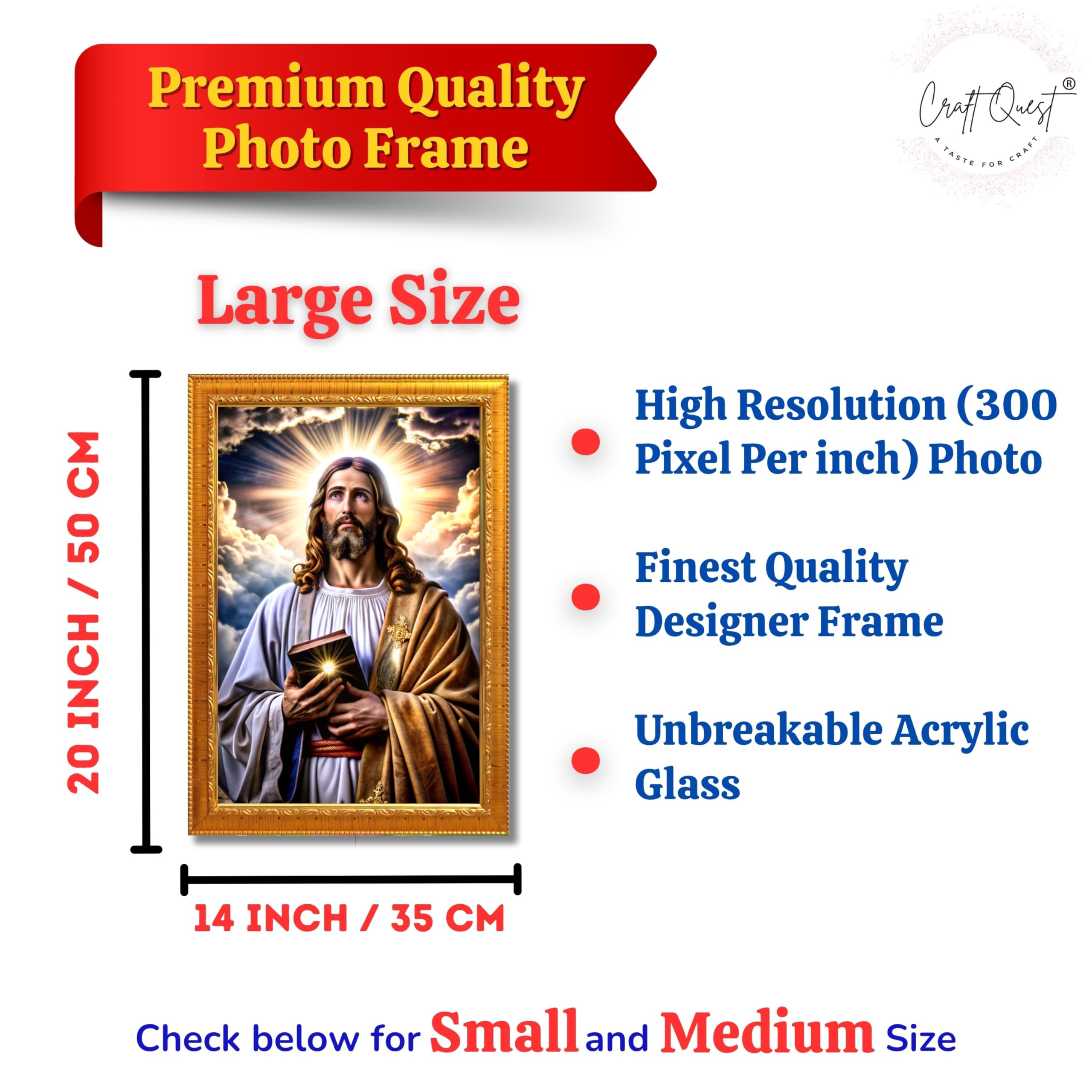 CRAFT QUEST Jesus Christ Christmas Wall Artwork Photo Frame Spiritual Christian Wall Décor for Prayer Room