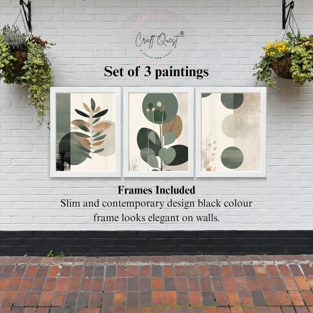CRAFT QUEST Three Pieces Artwork | Set of 3 Frames for Home Decoration | Ideal for Living Room, Bedroom & Offices