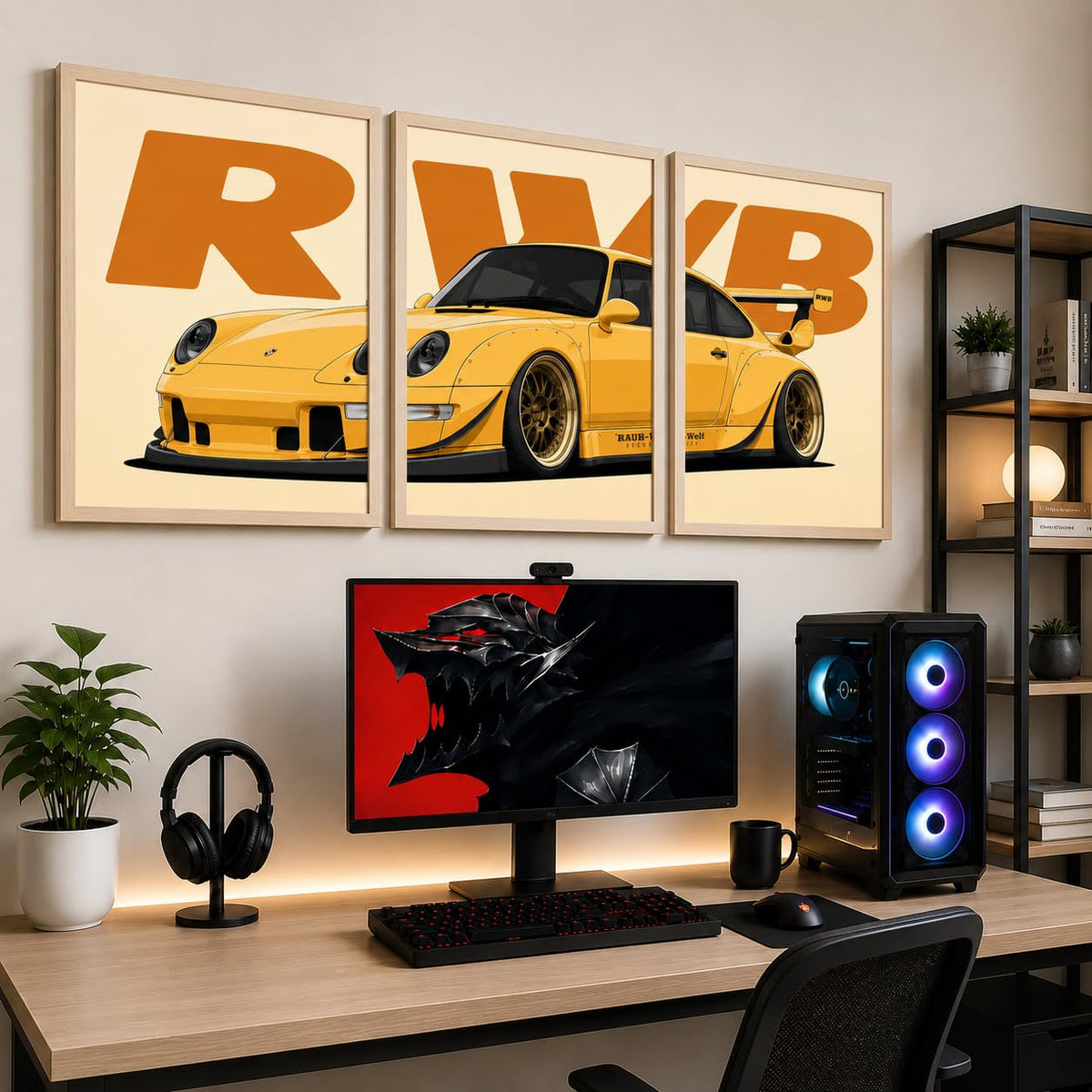 VENUXE ARTS Set Of 3 Big Sports Cars Framed Posters Gift Items for Boys Room Wall Decoration Bedroom Living Room Office Studio Décor | Car Poster Frame for Wall Décor