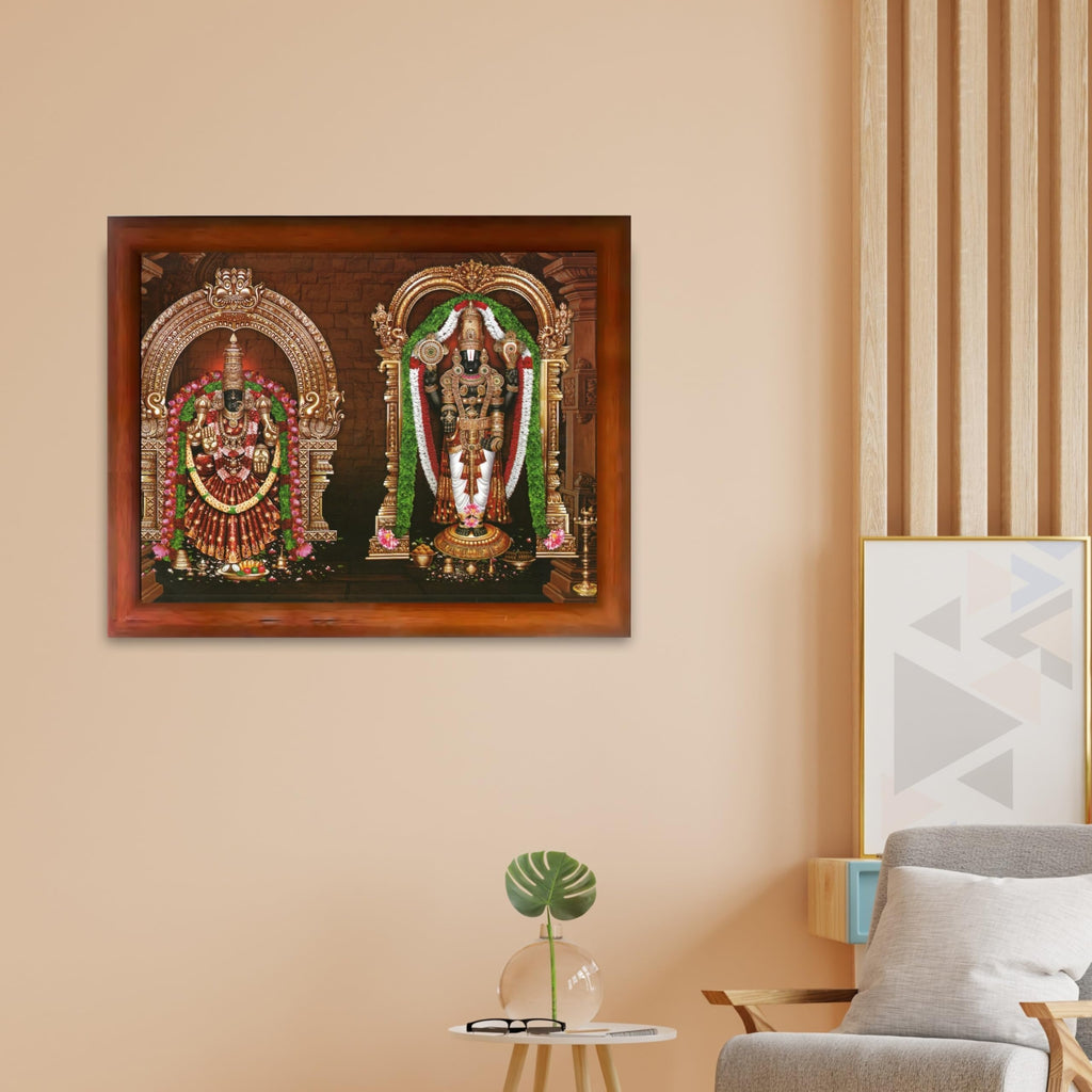 CRAFT QUEST Tirupati Balaji Padmavati Venkateshwara Swamy Wall Photo Frame | South God Frame for Home, Office, Temple & Gifting