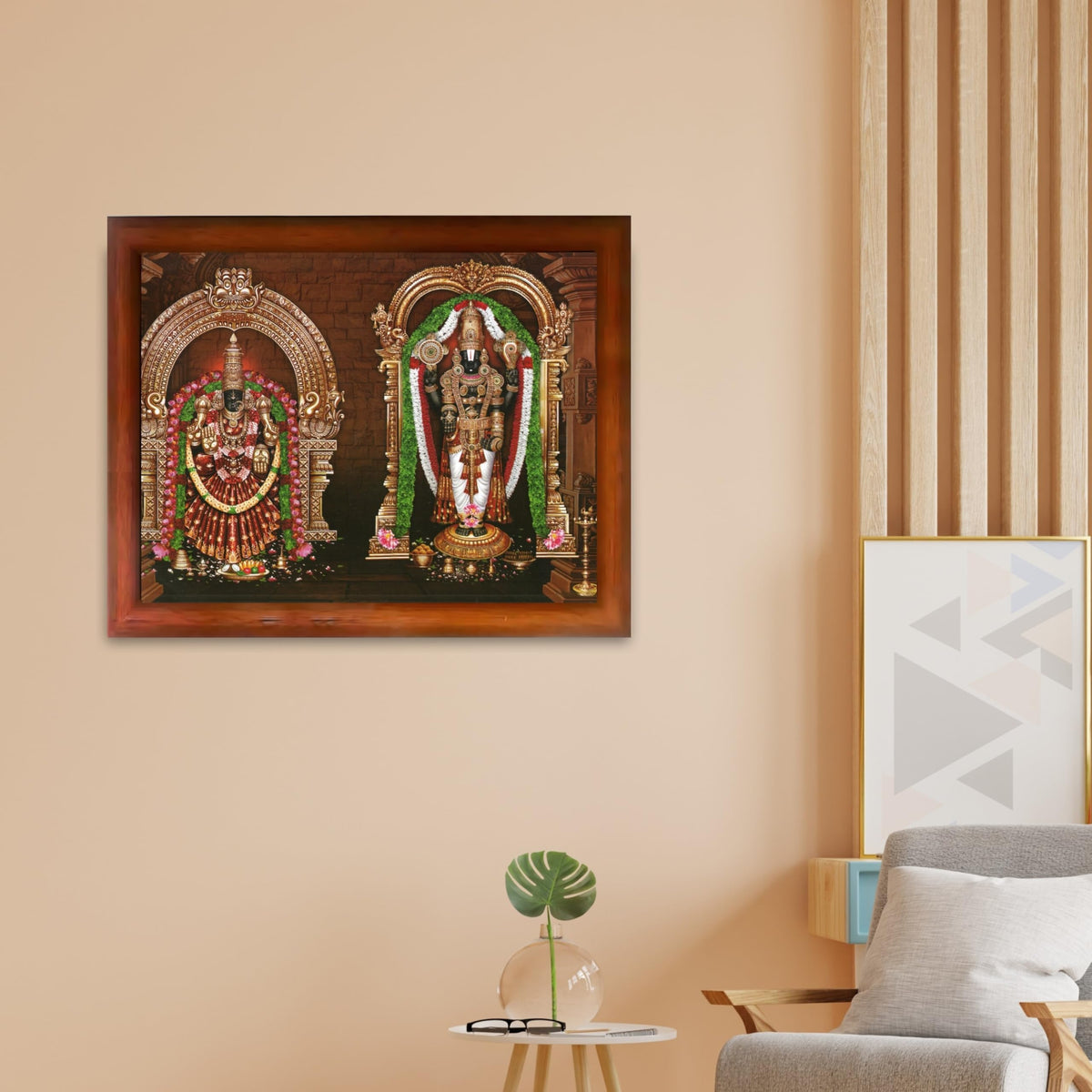 CRAFT QUEST Tirupati Balaji Padmavati Venkateshwara Swamy Wall Photo Frame | South God Frame for Home, Office, Temple & Gifting