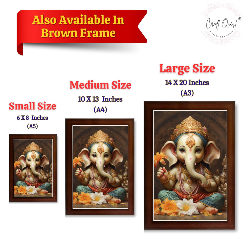 CRAFT QUEST Lord Ganesha Ganpati ji Abstract Modern Wall Painting With Frame For Home and Office Décor