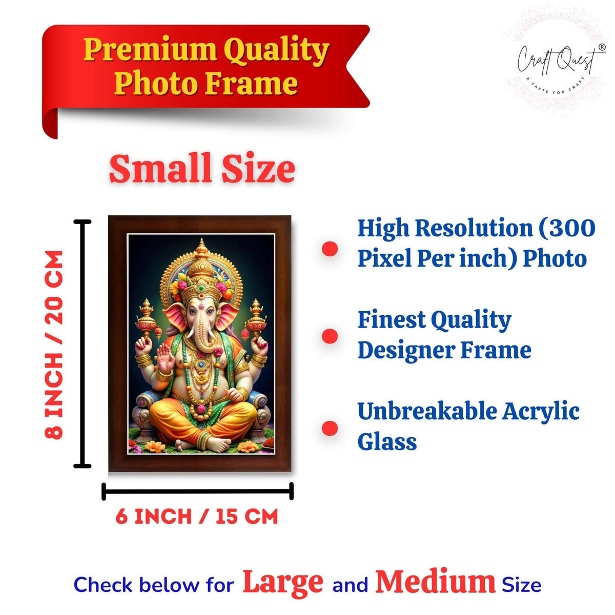 CRAFT QUEST God Ganesh Ganpati ji Ganesha Art Framed Painting Ready to Hang and Wall Decor