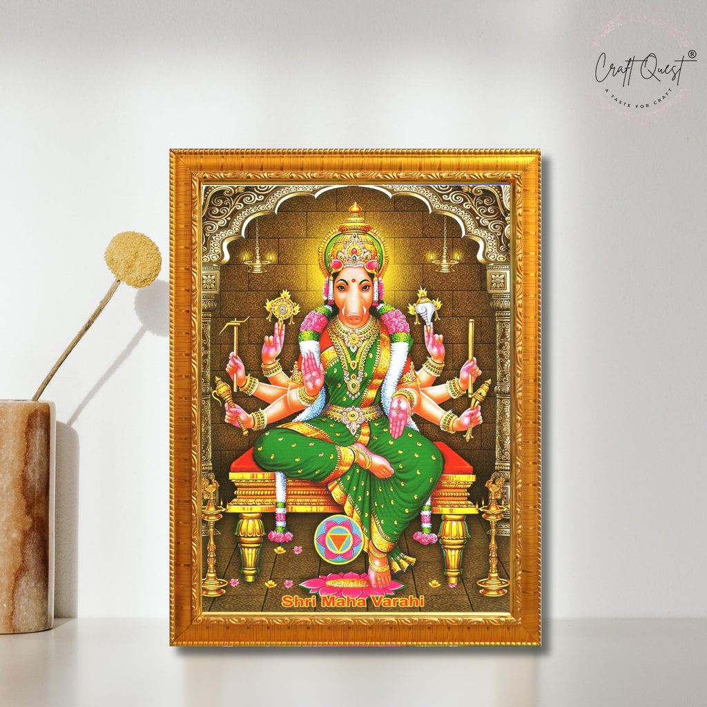 CRAFT QUEST God Varahi Amman Photo Varahi Wall Painting Photo Frame | South Devi God Frame for Home, Office, Temple & Gifting