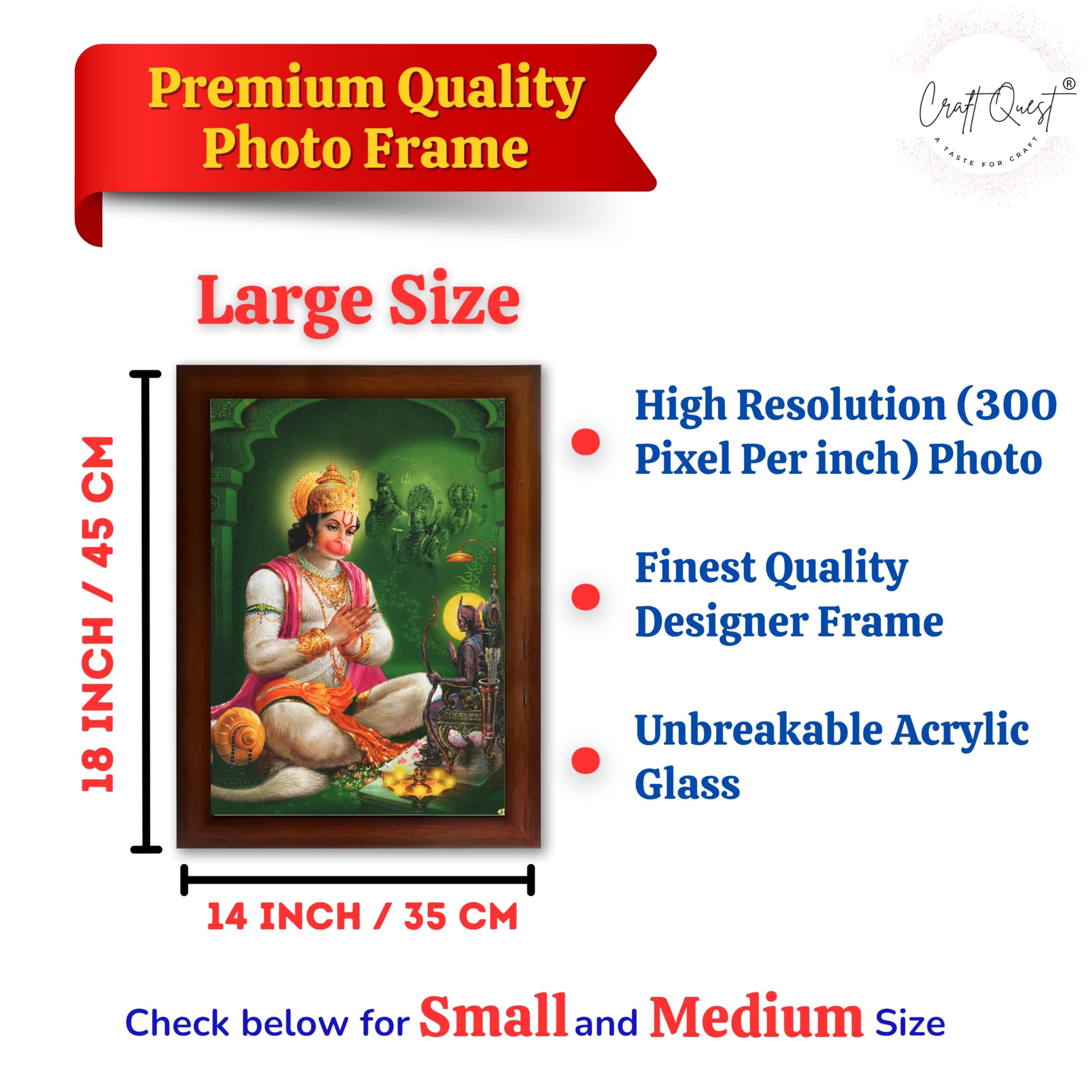 CRAFT QUEST Hanuman JI | Bajrangbali Religious Photo frame home decorative
